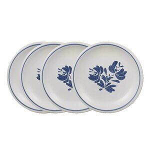 4 Dinner Plates -Pfaltzgraff Yorktowne Dinner Plate 10 1/4" Blue and White